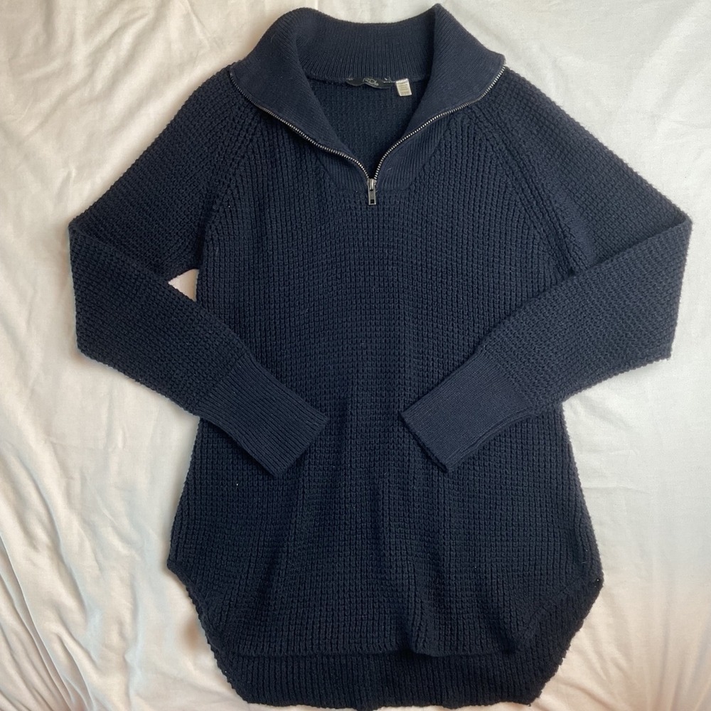 RDI Womens XS Navy‎ Blue 1/4 Zip Up Long Sleeve Knit Pullover Sweater